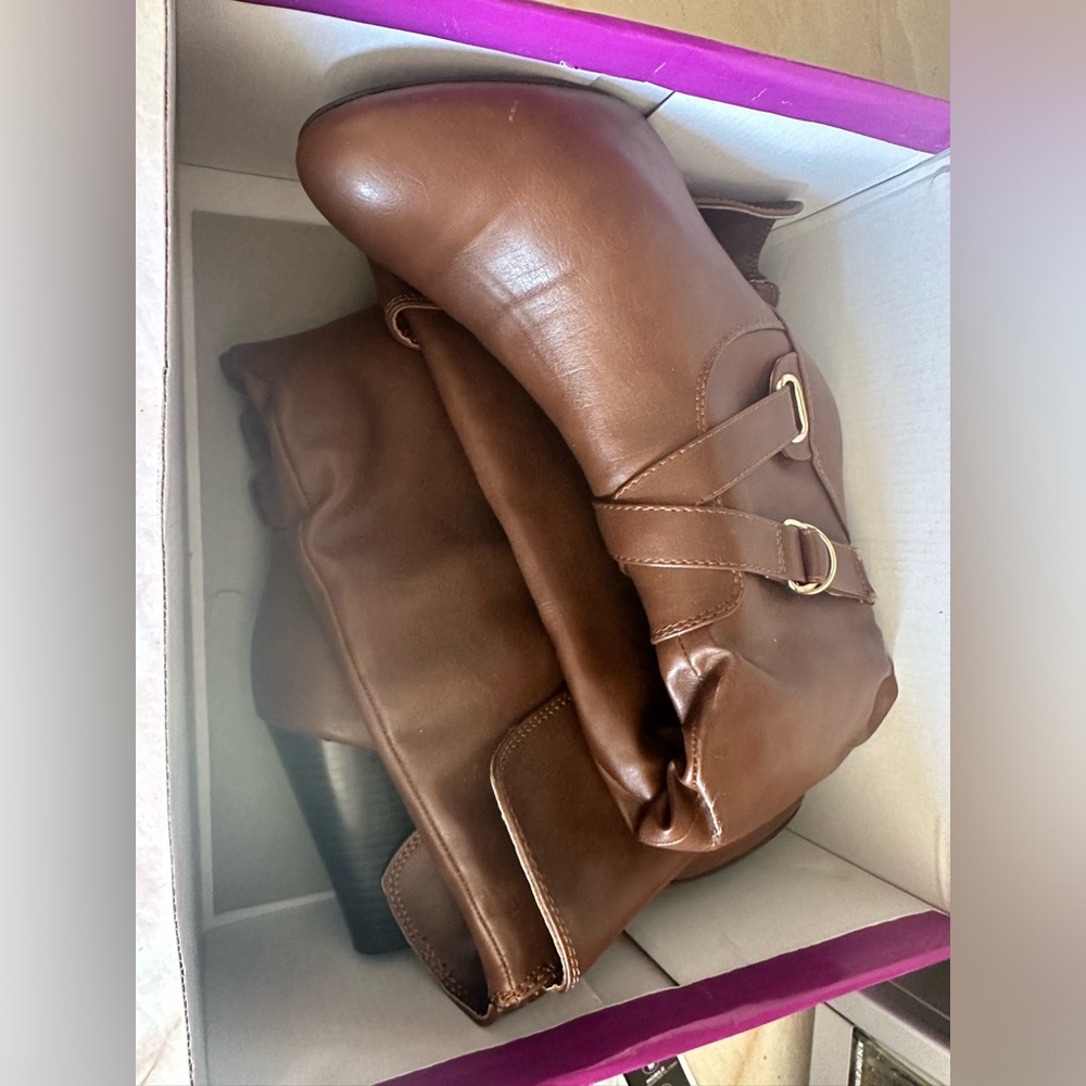 Rampage Ellesandra Faux Leather Knee High Brown Boot